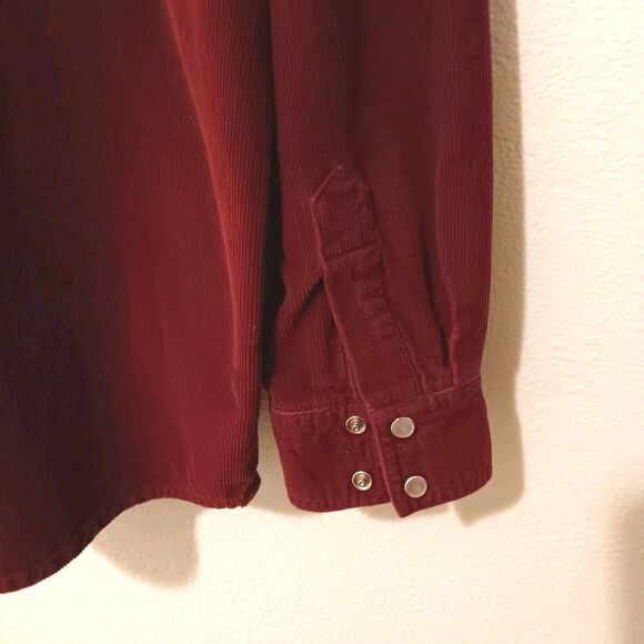 Vtg 90s Winnie The Pooh Embroidered Corduroy Western Snap Shirt Sz M Deep Red - Picture 10 of 12